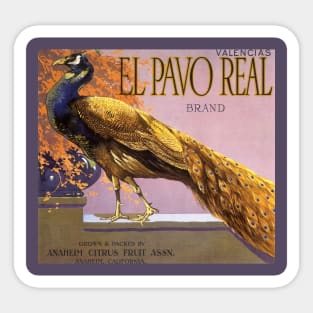 Vintage El Pavo Real Brand Fruit Crate Label Sticker